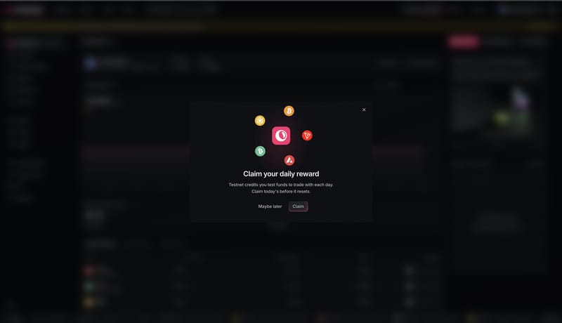 The daily reward prompt with a Claim button.