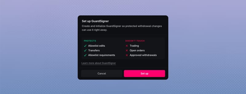 Set up GuardSigner for protected withdrawal changes