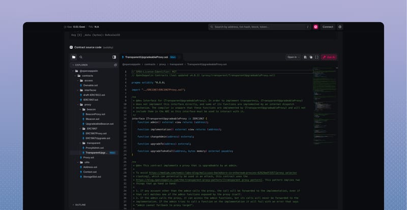 Contract source viewer for TransparentUpgradeableProxy.sol