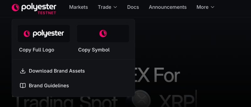 Right-click menu on the Polyester logo