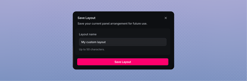 Save Layout dialog with a layout name