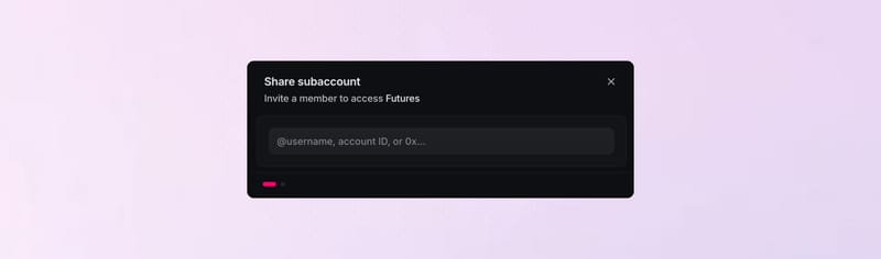 Share subaccount search by username, account ID, or address