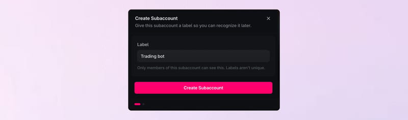 Create Subaccount with a Label field