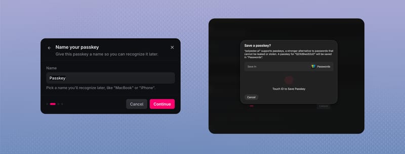 Name your passkey, then save it with Touch ID